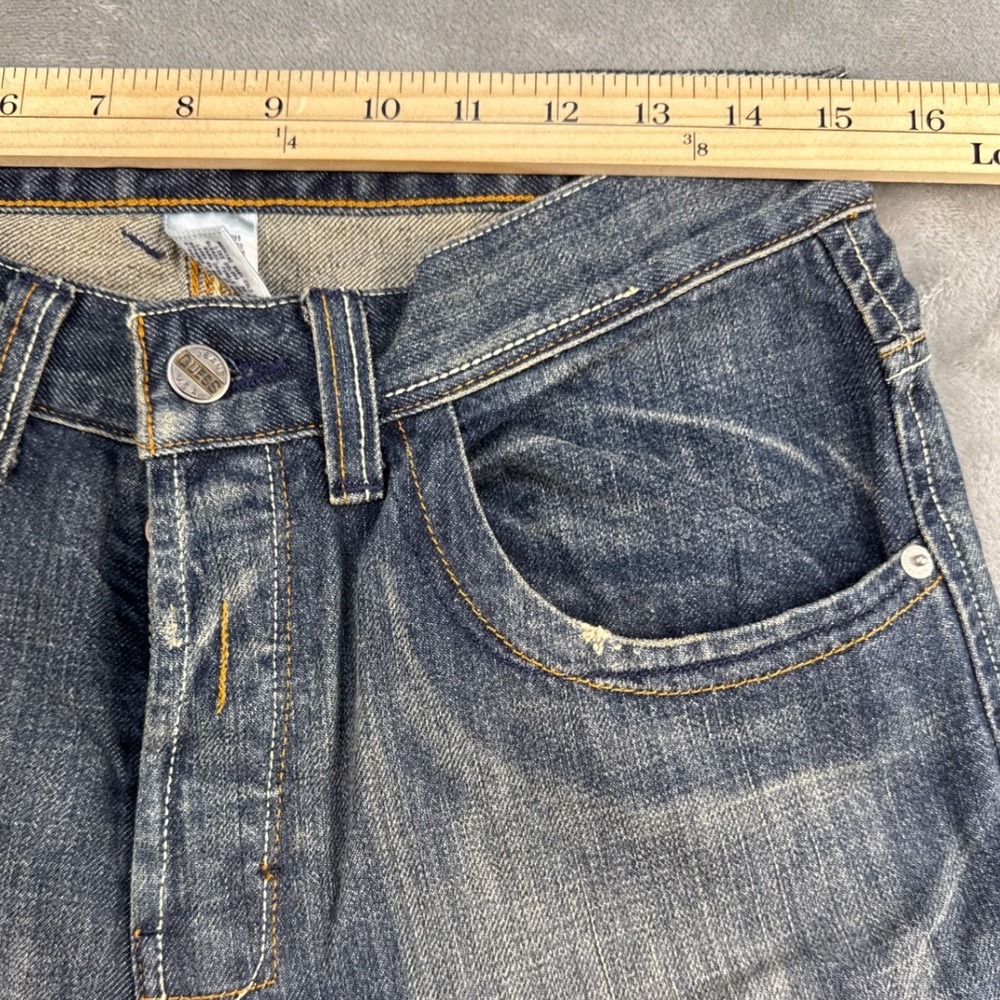 Guess Jeans Mens 30 Blue Denim Straight Leg Button Fly Distressed - Picture 3 of 8